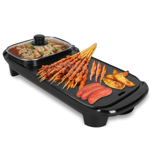 2 in 1 Hot Pot with Grill, Electric Hot Pot 2 in 1 Hot Pot BBQ Grill, Removable Hotpot Pot 1300W /Large Capacity Power Separate Temperature Control, Electric Grill for 2-6 People