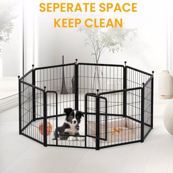 Dog Playpen 32 Inch 8 Panles, Ideal Dog Fence for Small/Medium Dogs Indoor & Outdoor Bliss, Perfect Dog Pen for Camping, Yard, RV, Garden Fence, Black