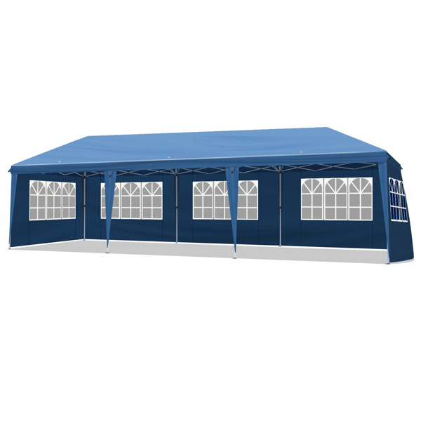 10x30ft Outdoor Pop Up Canopy, Portable Instant Canopy Tent with 8 Sidewalls for Outdoor Events Party Wedding Birthday Graduation, Blue