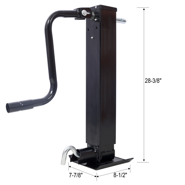 Weld On Trailer Jack, 12,000 lbs. Capacity, Sidewind Crank, No Mount Square Jack Tube,26 Inch Travel, Heavy-Duty Square Tube