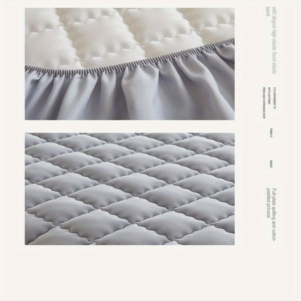 (Cream white 150cm*200cm) Cotton-Padded Waterproof Mattress Protector, Dust-Proof Bed Cover (Without Pillow and Core). Soft, Comfortable Solid Color Bedding Sheet for Bedroom, Guest Room. (Maybe YunEx