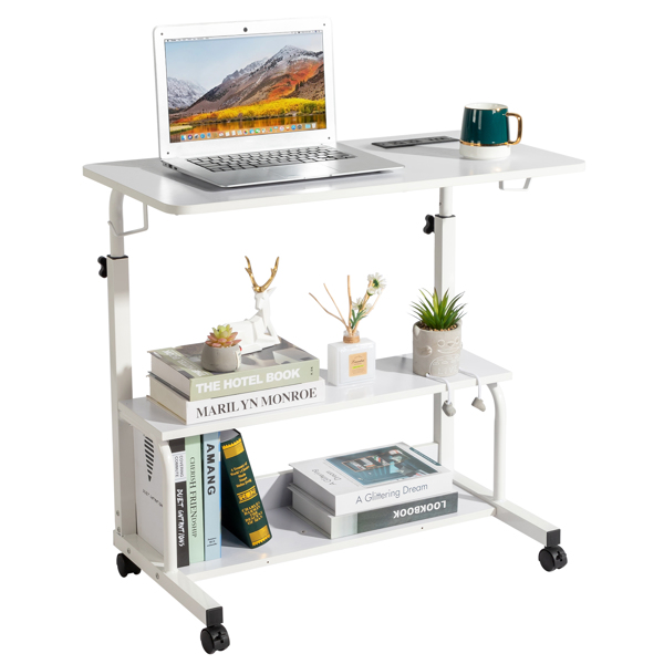 FCH White Wood Grain P2 15MM Particle Board with Melamine Coating Adjustable Computer Desk with 3 USB + 2 AC Outlets