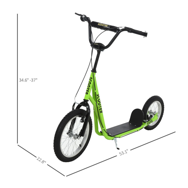   youth scooter is equipped  Dual Brakes  - Green