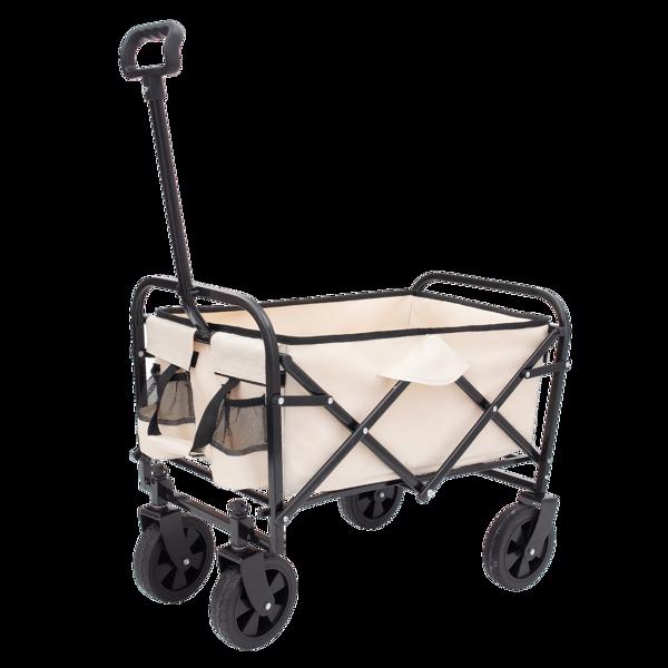 Extention Collapsible Foldable Wagon Cart Beach Wagon Heavy Duty Utility Cart Utility Wagon Grocery Cart for for Camping Shopping Sports Gardeing Fishing Supports 225lbs  cream