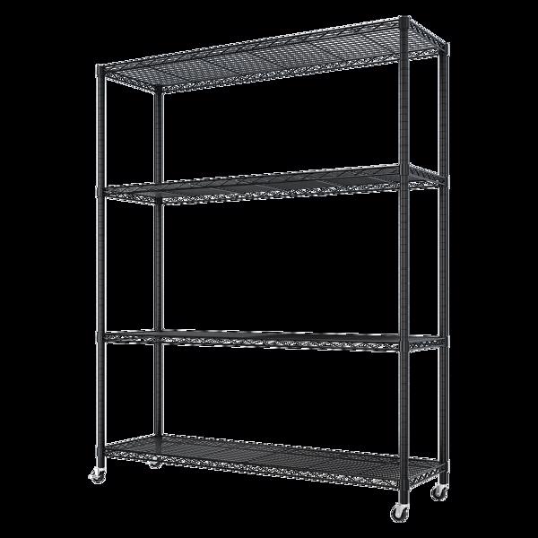 Heavy Duty Storage Shelves 46.06" W  Wire Shelving Unit with Wheels 800LBS  NSF Metal Shelves for Storage Adjustable Garage Storage Rack Pantry Shelf Commercial Shelving, 64.96" H X 46.06''W X 17.7" D