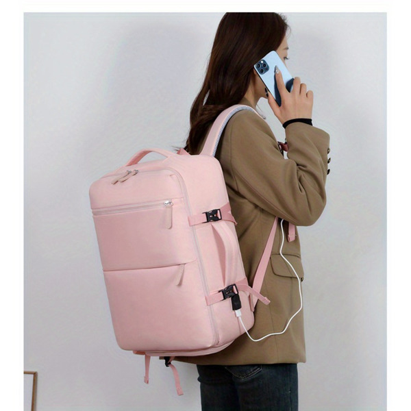 Women's Large Capacity Backpack with USB Charger and Shoe Pocket, Flight-Approved for Easy Travel. (Maybe YunExpress Logistics)