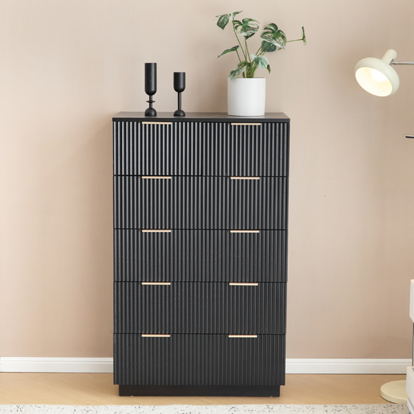 FCH Black P2 Particle Board and Density Board 7241117cm Wavy Pattern Drawer Front Five-Level Six-Drawer Cabinet