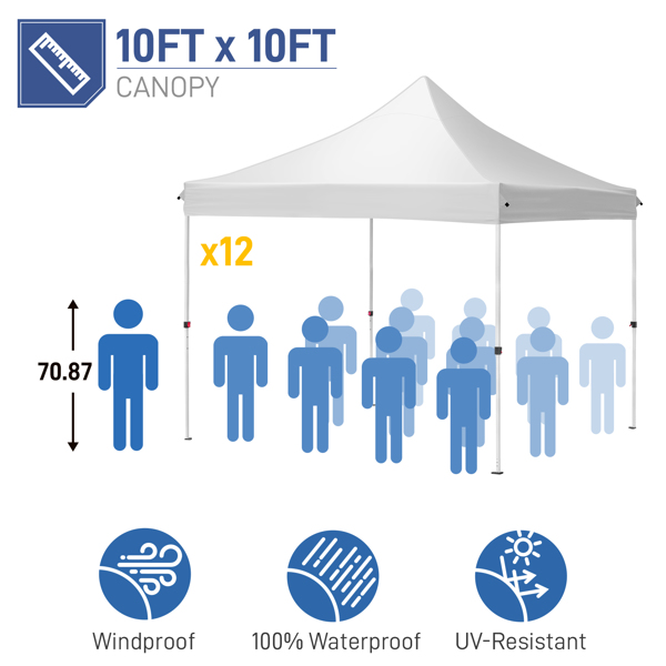  10*10ft 白色 无围布 仿尖顶 折叠棚 牛津布 喷塑铁管 带4个沙袋 带拖轮包 便携