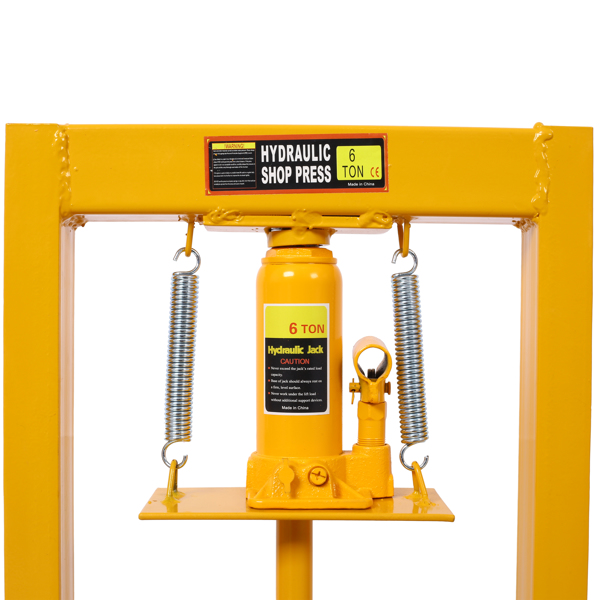 6 Ton Hydraulic Press, Benchtop Hydraulic Shop Press, H-Frame Garage Floor Press with Press Plates, Adjustable Working Table Height,Yellow