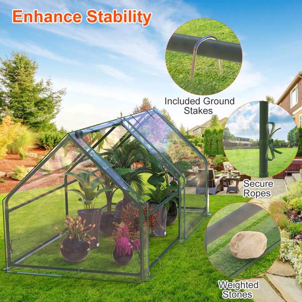 70.86*33.46*37.4 in Portable Mini Greenhouse With Roll-Up Zipper Doors Waterproof UV-Resistant PVC Cover Hot House For Indoor Outdoor Garden Patio Backyard 