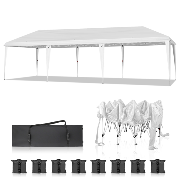 10x30ft Outdoor Pop Up Canopy, Portable Instant Canopy Tent for Outdoor Events Party Wedding Birthday Graduation, White