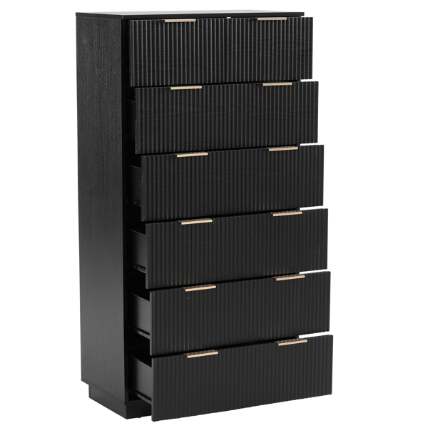 FCH Black P2 Particle Board and Density Board 7241141cm Wavy Pattern Drawer Front Six-Level Seven-Drawer Cabinet