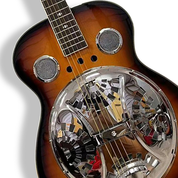 Beginner metal resonator guitar, full-size circular neck traditional resonator, built-in preamplifier