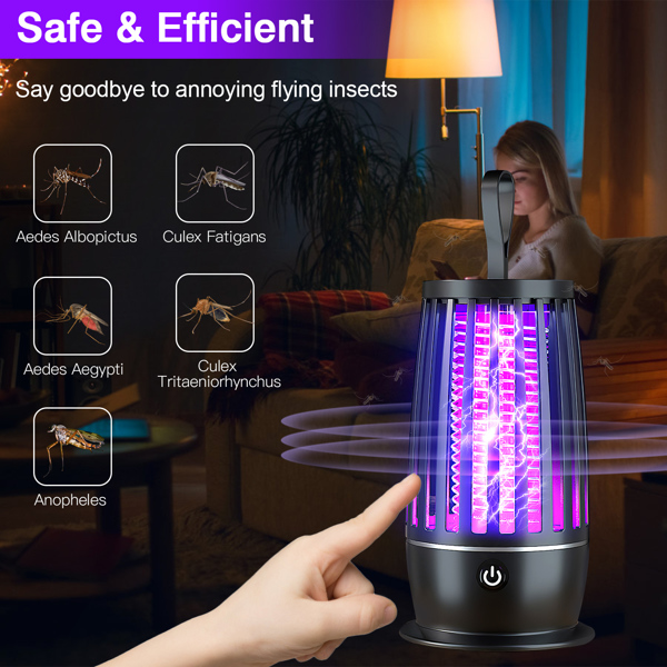 Rechargeable Mosquito Killer Lamp Bug Zapper with Night Light Strap Mosquito Catcher with Max 1615Square Feet Range UV Light for Indoor Outdoor