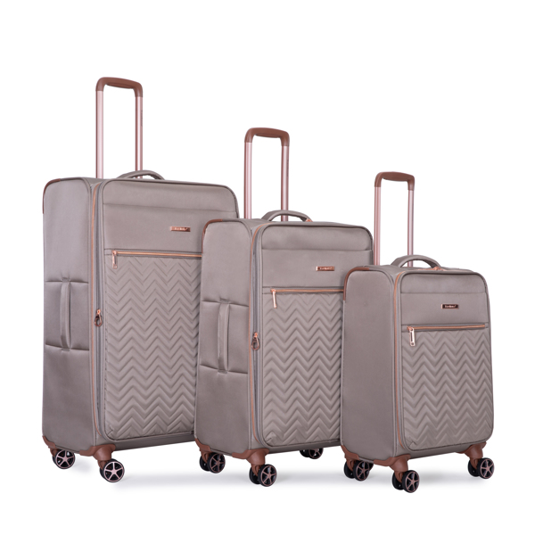 4-Piece Set (16/20/24/28) ,Softshell Suitcase Spinner Wheels Terylene Luggage Sets Carry On Suitcase Luggage Lightweight Durable Suitcase  Khaki