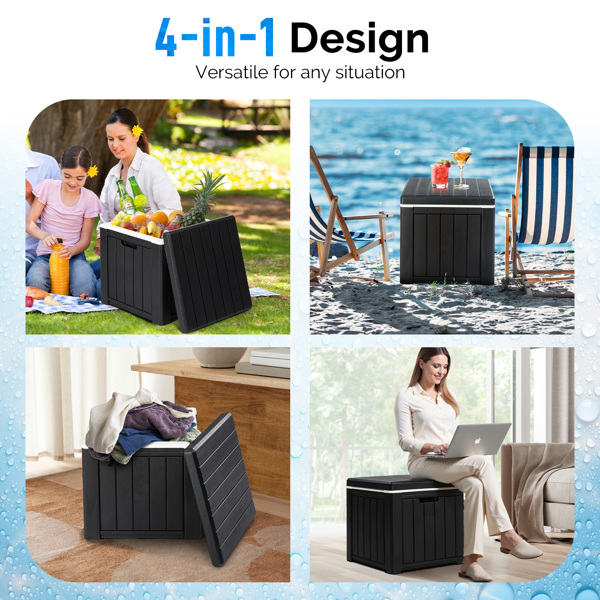 10 Gallon Cooler Side Table, Portable Ice Chest with Built-in Handle, Multifunctional Ice Cooler Outdoor Cocktail Side Table for Camping, Picnic, Beach, Pool, Party