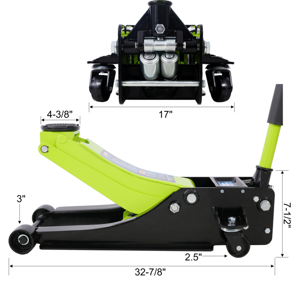 Floor Jack, 3.5 Ton Low Profile Floor Jack, Heavy-Duty Steel Racing Floor Car Jack with Dual Piston Quick Lift Pump, Truck Hydraulic Jack(3.5T Dual Pump 4"-21")