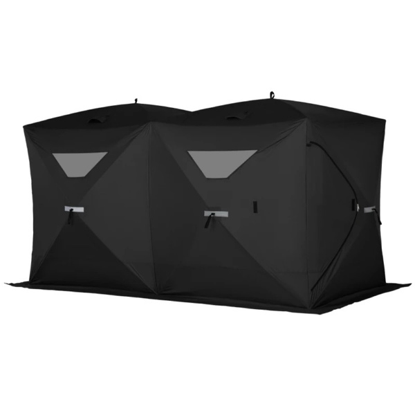 8  Person Pop-up Ice Fishing Tent,Black Ice Shanty  141.75" L x 70.75" W x 70.75" H