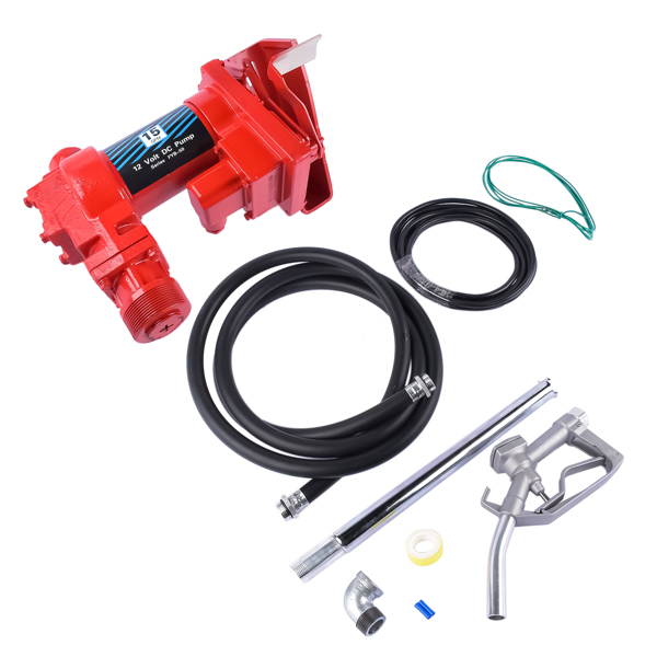 Transfer of Gasoline Diesel Kerosene 12V 15 GPM Fuel Transfer Pump + Nozzle Kit