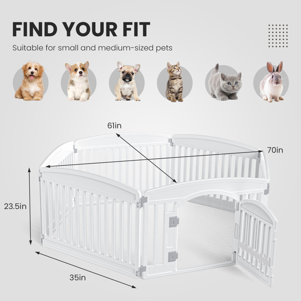 Dog Playpen Adjustable Folding Portable Pet Fence for Small to Medium Dogs Indoor Outdoor Use,6-Panel,White