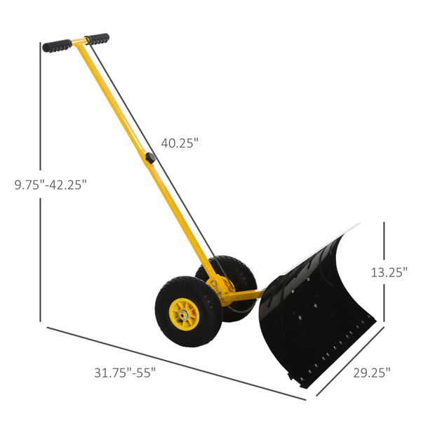 29"  Blade Rolling Snow Shovel Rolling Pusher  Yellow