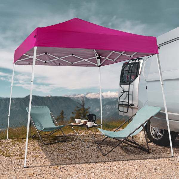 6x6ft Pop Up Canopy Tent, Outdoor Tent Canopy Foldable Portable Canopies for Camping, Patio, Easy Up Gazebo Canopy with Carry Bag Slant Legs，pink