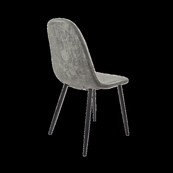 Dining Chairs Set of 4, Modern Accent Chairs with Soft glove suede Fabric Upholstered Seat, Spoon Shape Kitchen Chair with Black Metal Legs Dining Side Chairs for Dining Room Kitchen (Grey)