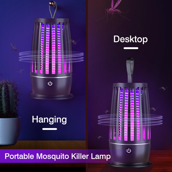 Rechargeable Mosquito Killer Lamp Bug Zapper with Night Light Strap Mosquito Catcher with Max 1615Square Feet Range UV Light for Indoor Outdoor