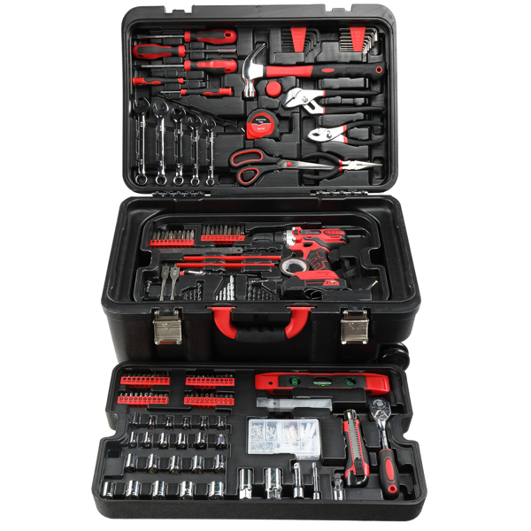 599 PCS Home Tool Set Kit, Auto Repair Tool Kit with Rolling Tool Box, Mechanic Tool Sets with 21V Max Cordless Power Drill