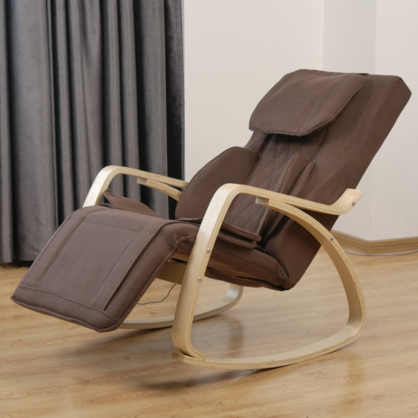 Full massage function-Air pressure-Comfortable Relax Rocking Chair, Lounge Chair Relax Chair with Cotton Fabric Cushion Brown