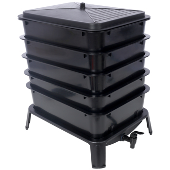 5-Layer Worm Compost Bin, 50L Worm Composter, Easy Setup Inclusive Worm Farm Kit for Recycling Food Waste