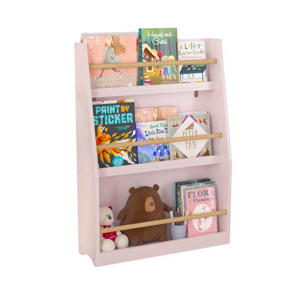 3 Tier Kids Book Shelf,Kids Book Rack, Helps Keep Bedrooms, Playrooms, and Classrooms Organized,Pink