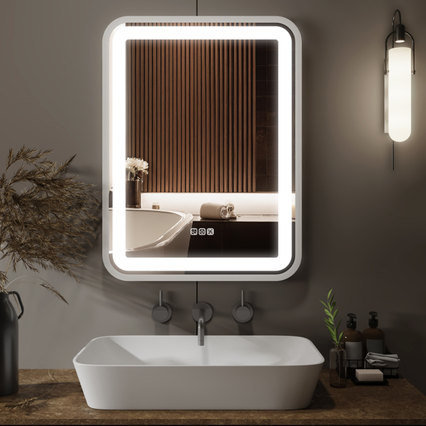 Bathroom Vanity Mirror with Light for Wall Smart LED 36×28 Frame Makeup Mirror for Over Sink Dimmable 3 Colors Temperature Anti-Fog Memory Function Vertical & Horizontal[Unable to ship on weekends, pl