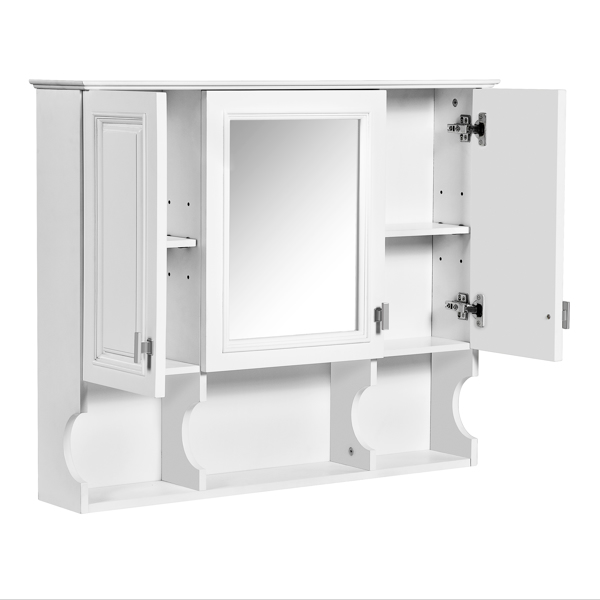 35'' x 28'' Wall Mounted Bathroom Medicine Cabinet, Modern Bathroom Wall Cabinet with Mirror,  Mirror Cabinet with Open Shelves