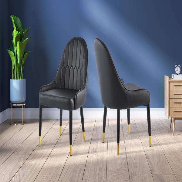 Modern Leather Dining Chair Set of 2, Upholstered Dining Chair, Legs with Black Plastic Tube Plug