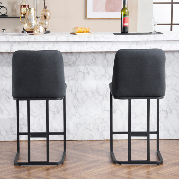 Set of 2,Modern Upholstered Bar Stool with Button-Tufted Backrest, Counter Height Chair with Sturdy Metal Frame, Comfortable Padded Seat for Kitchen, Bar, or Dining Room - Grey