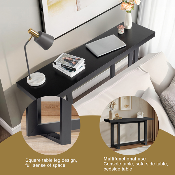 Modern Wood Entryway Console Table Sofa Table, Long Entryway Table for Hallway Living Room Foyer Corridor Bedroom, Black