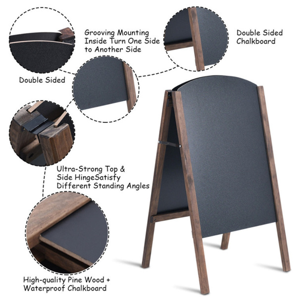 25.6" x 2.4" x 40.0" Billboard Wood A-Frame Sidewalk Signage Chalkboard