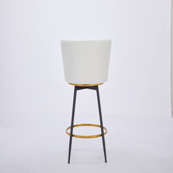 Counter Height Bar Stools Set of 2, 360° Swivel Upholstered Barstools with Backs and Metal Legs, 26