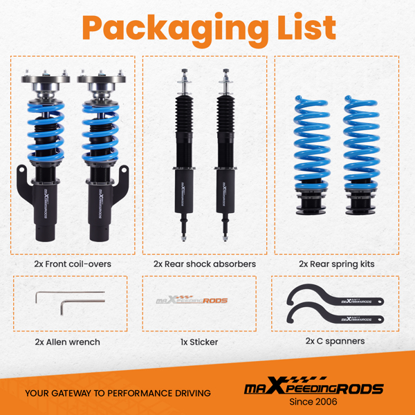 MaXpeedingrods T6 Coilovers Lowering Coils for BMW 3-Series E90 xDrive AWD 06-11