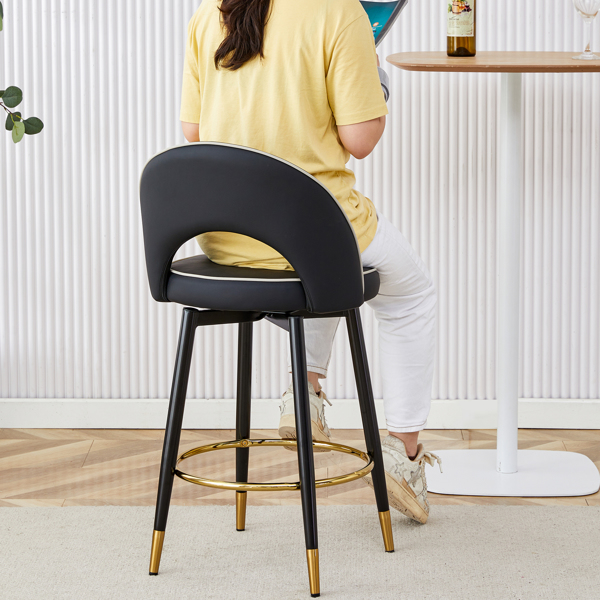 360 ° rotatable bar chair.Modern PU comfortable upholstered bar chair with smooth and beautiful metal legs for dining room, kitchen, terrace and guest office chair .