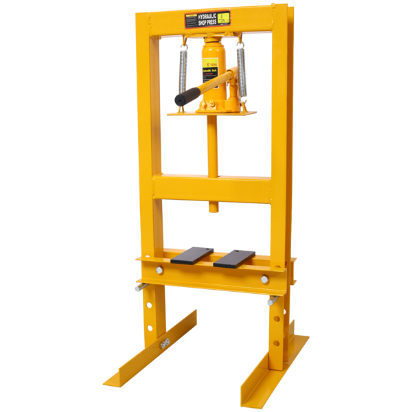 6 Ton Hydraulic Press, Benchtop Hydraulic Shop Press, H-Frame Garage Floor Press with Press Plates, Adjustable Working Table Height,Yellow