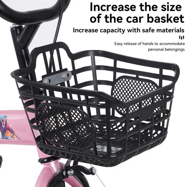 FKZNPJ 16 inch sporty kids bike with training wheels and stand Adjustable saddle Suitable for boys and girls aged 4-8 years tall Height 41-53 inches Available in a variety of colors