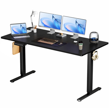 Standing Desk Adjustable Height 63 x 24 Inch Electric Computer Stand Up Desk with 3 Memory Presets, T-Shaped Bracket, Ergonomic Gaming Desk for Home Office Workstation- Black