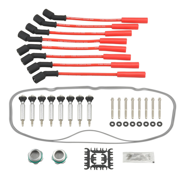 气门室盖Valve Cover Fit Ford GM LS, polished, with high voltage wire and ignition coil MT039002（禁售亚马逊 & TEMU）(不支持无理由退货)-5