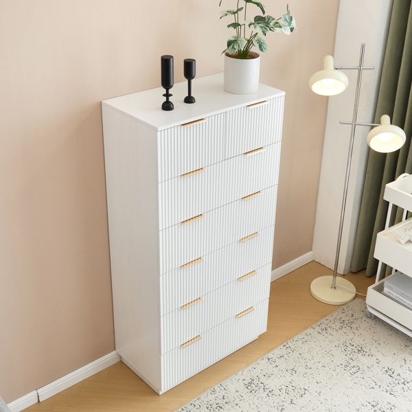 FCH White P2 Particle Board and Density Board Wavy Pattern Drawer Front Six-Level Seven-Drawer Cabinet