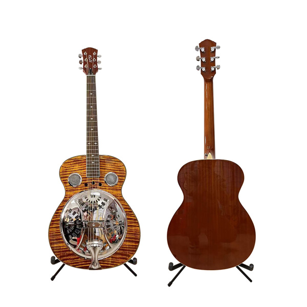 Beginner metal resonator guitar, full-size circular neck traditional resonator, built-in preamplifier