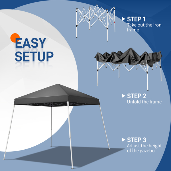 6x6ft Pop Up Canopy Tent, Outdoor Tent Canopy Foldable Portable Canopies for Camping, Patio, Easy Up Gazebo Canopy with Carry Bag Slant Legs, Dark Grey