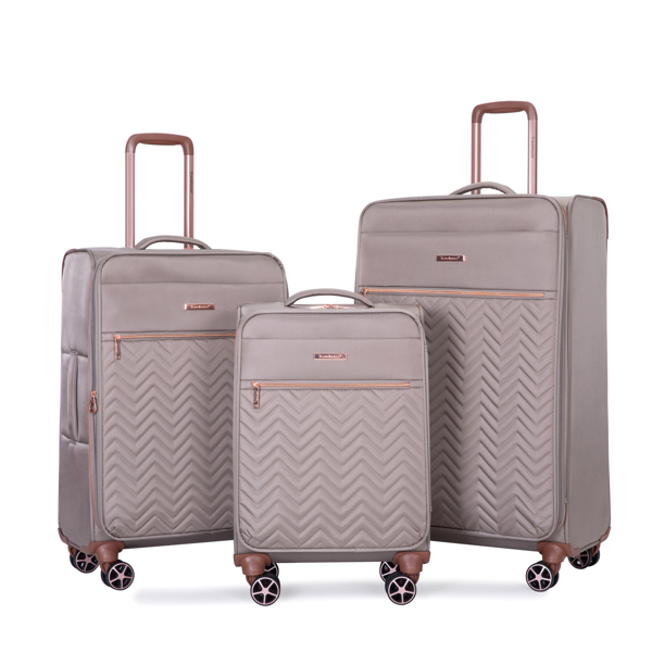 4-Piece Set (16/20/24/28) ,Softshell Suitcase Spinner Wheels Terylene Luggage Sets Carry On Suitcase Luggage Lightweight Durable Suitcase  Khaki