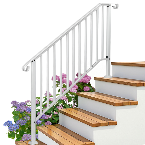 Outdoor 4 Level Iron Handrail Matte White